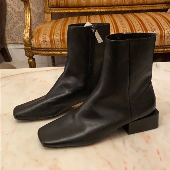 NEW ZARA Low Heeled Square Toe Leather - Picture 4 of 10